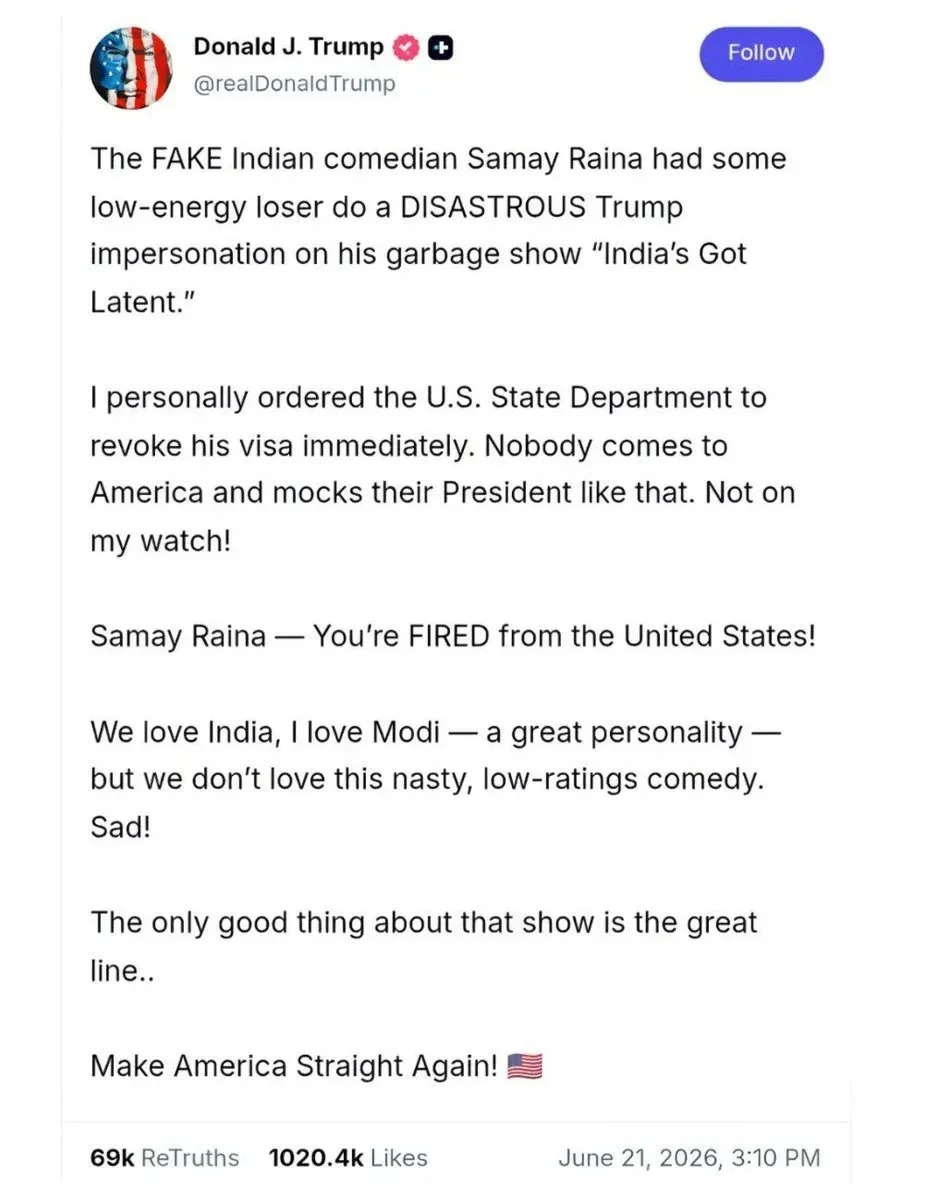 Samay Raina का US Visa Cancel? Donald Trump के नाम पर वायरल दावा निकला फर्जी | Fact Check